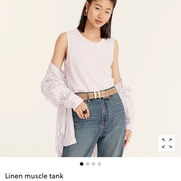NWT J CREW Linen Muscle Tank Misty Lavender - Picture 1 of 5